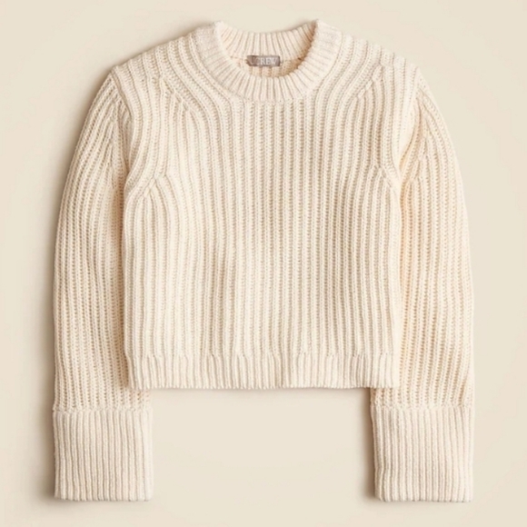 J. Crew Sweaters - J. Crew Heritage Cotton Fisherman Crewneck Sweater In Antique White